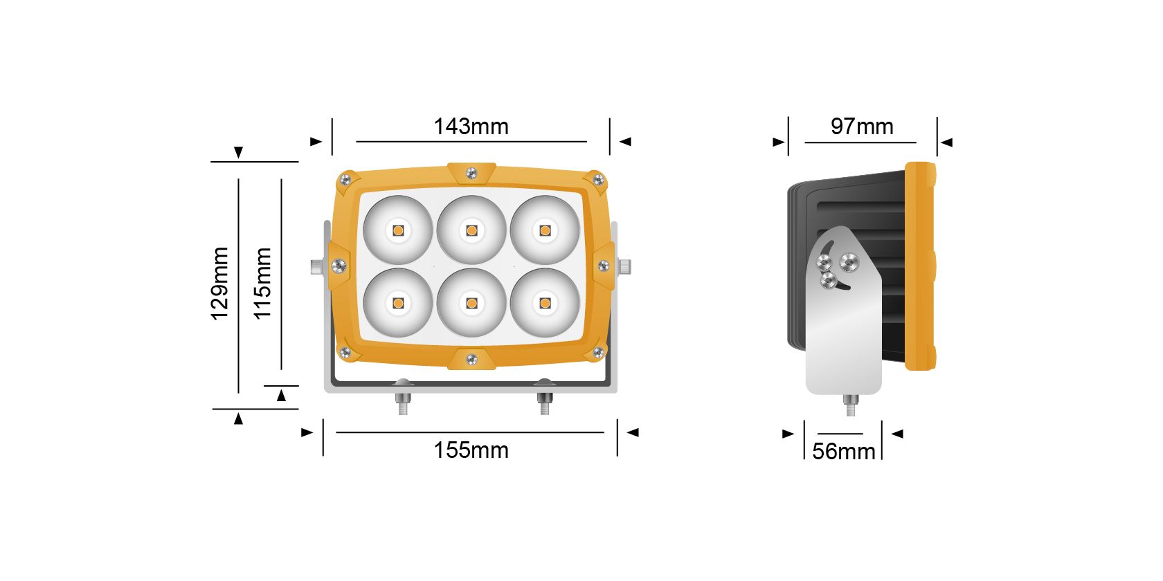 STEDI Shock 6 Mining Spec LED Flood Light | Yellow